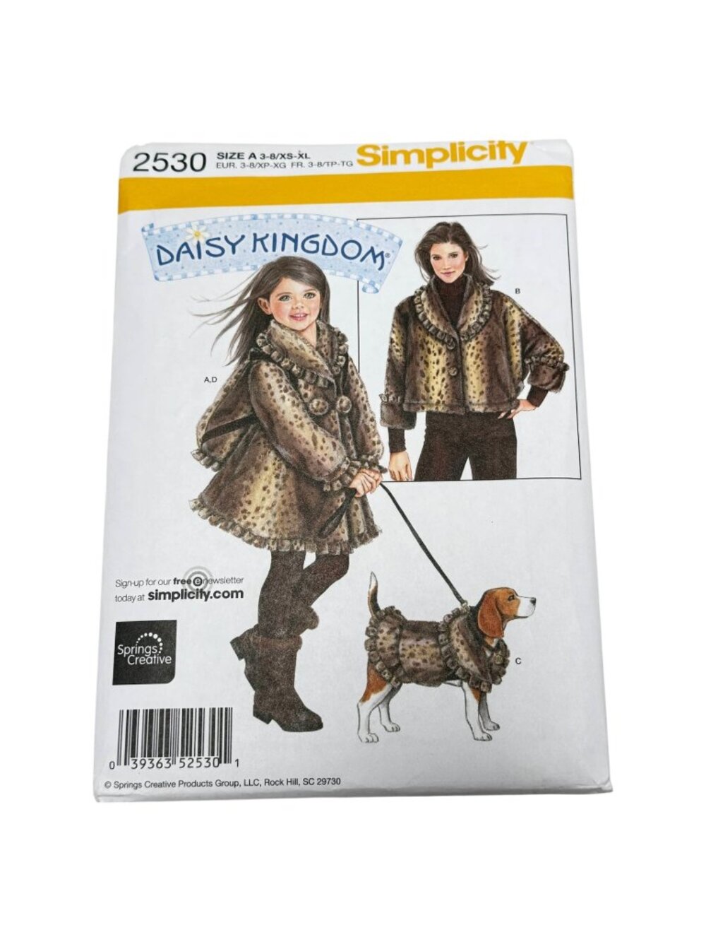 Simplicity 2530 Daisy Kingdom Child Coat Sz 3 to 8 Mom Jacket Sew Pattern Uncut